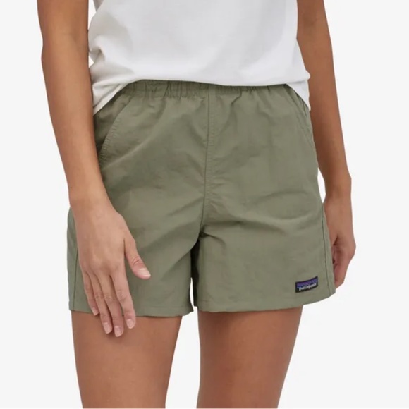 Patagonia Pants - PATAGONIA BAGGIES 5" SHORT GARDEN GREEN Beige NetPlus 100% Recycled Nylon Medium